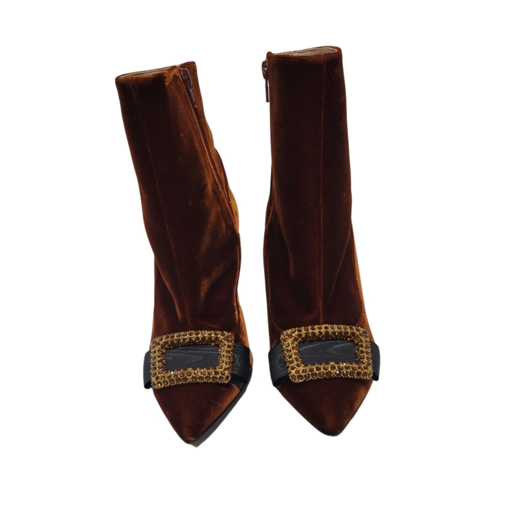 Escada Rust Color Velour Ankle Boots Sz 37
